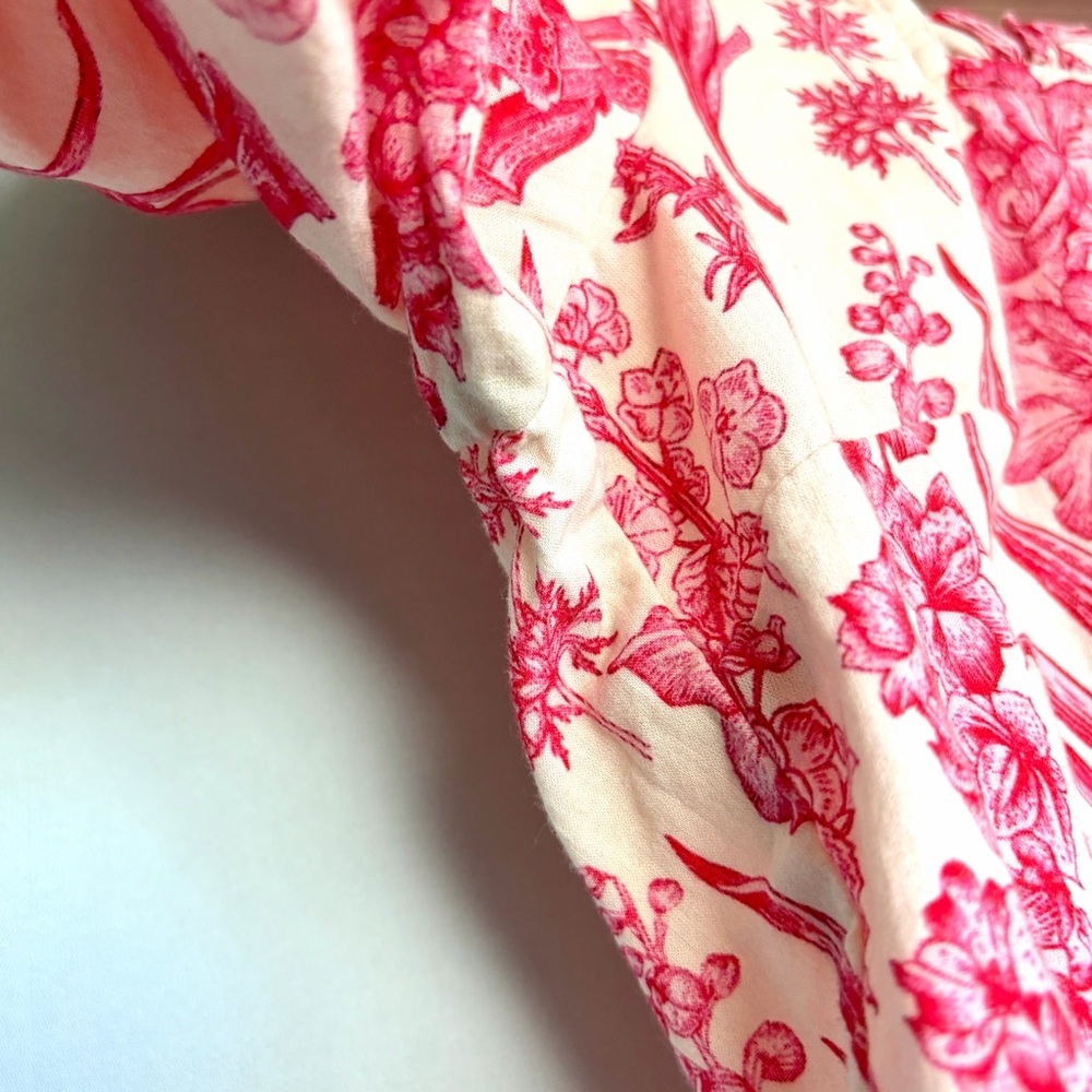 Victoria Dunn Floral Print Blouse XS Gathered Waist Square Neck Prairie EUC - Picture 10 of 13